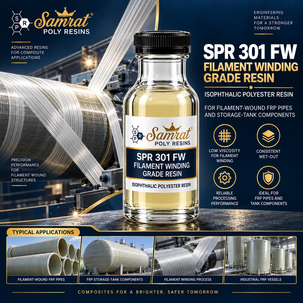 SPR 301 FW Filament Winding Grade Resin को बोतल, पछाडि filament-wound FRP पाइप र ट्यांकीको काम