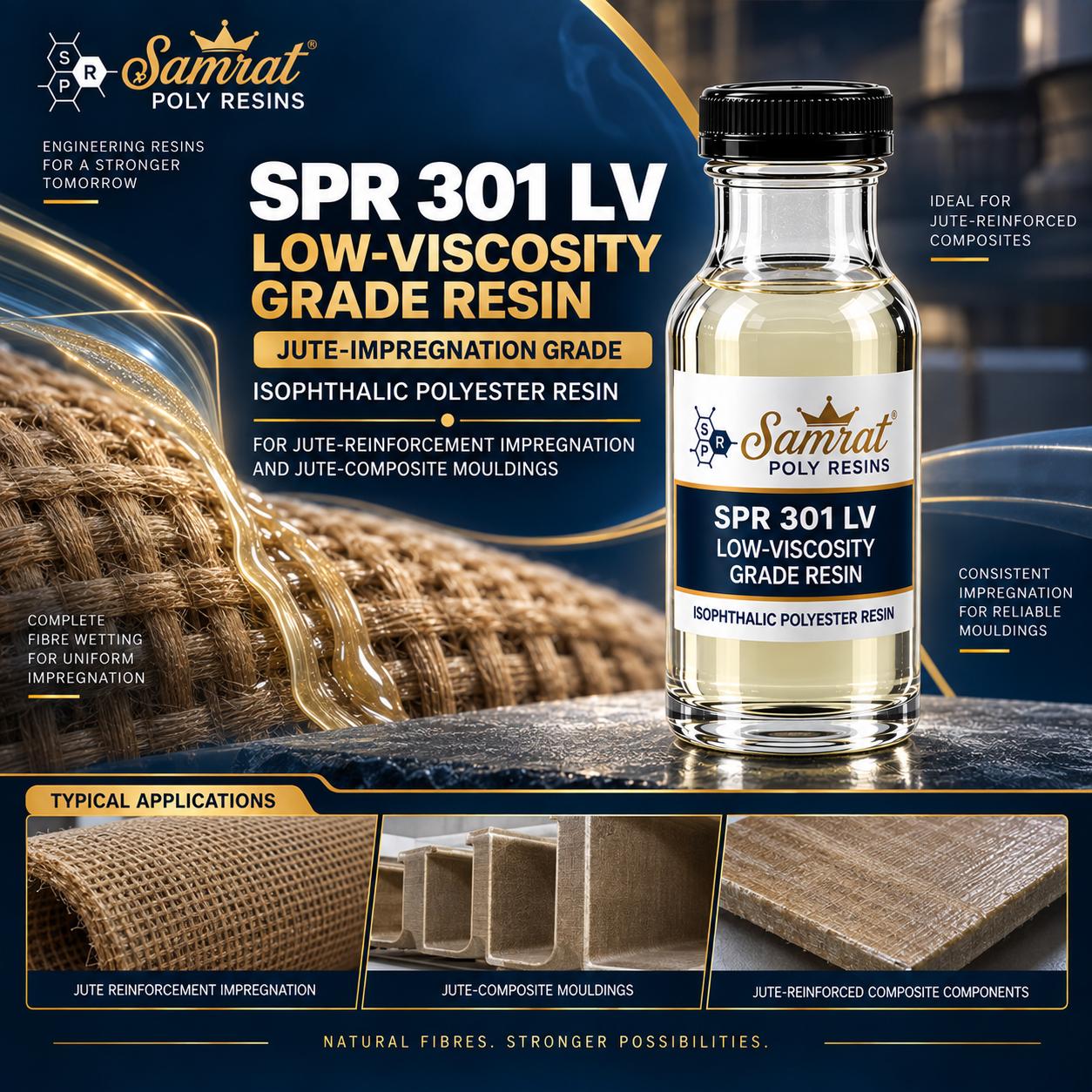 SPR 301 LV Low-Viscosity Resin को बोतल — jute reinforcement भिजाउने पातलो isophthalic grade