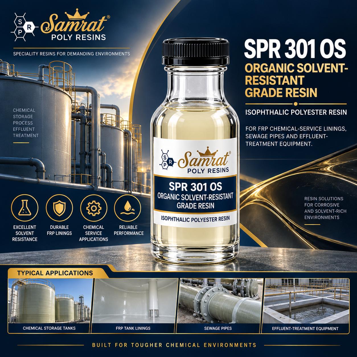SPR 301 OS Organic Solvent-Resistant Grade Resin को बोतल — रासायनिक सेवाका lining का लागि isophthalic grade