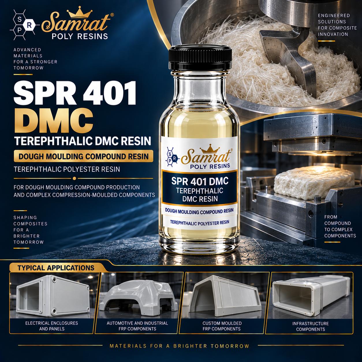 SPR 401 DMC Terephthalic DMC Resin को बोतल, सँगै mixer भित्रको dough moulding compound