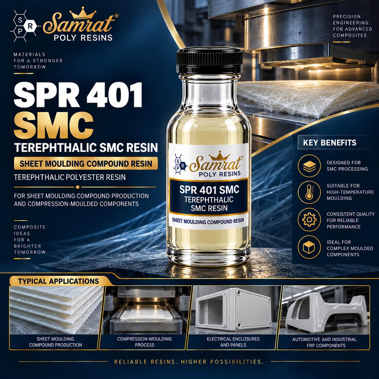 SPR 401 SMC Terephthalic SMC Resin को बोतल, सँगै press मा राखिएको sheet moulding compound